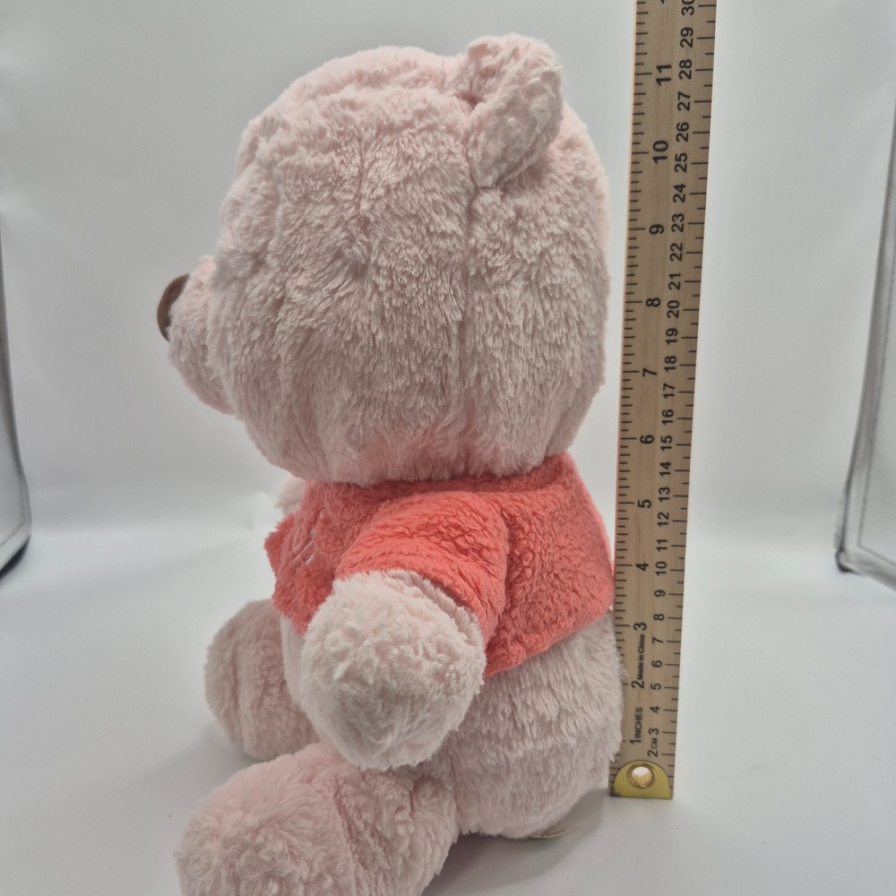 Disney Winnie the Pooh Plush Pink Fluffy Stuffed Animal Coral Shirt 12 Inch - Picture 4 of 6